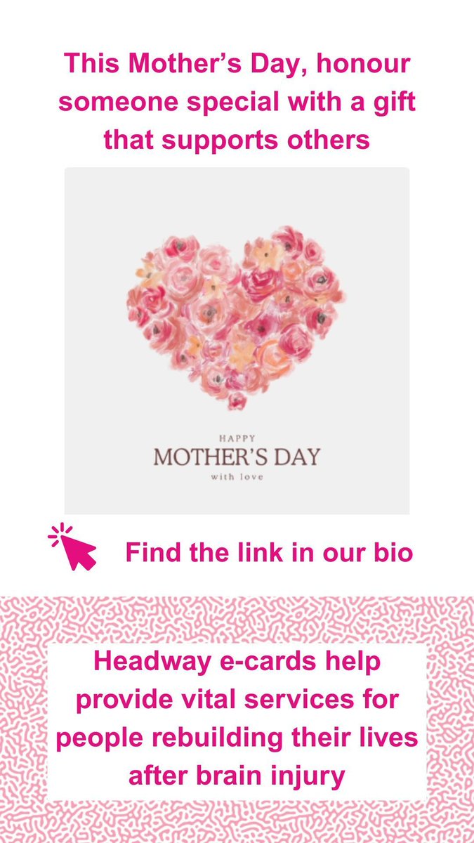 HeadwayUK's tweet photo. Give a meaningful Mother’s Day gift that supports brain injury survivors 💜
Send @headwayuk e‑cards and help fund life‑changing support ➡️
https://t.co/eJ8PZXuRr3
#MothersDay #BrainInjurySupport #CharitySupport https://t.co/iAP8kdCH31