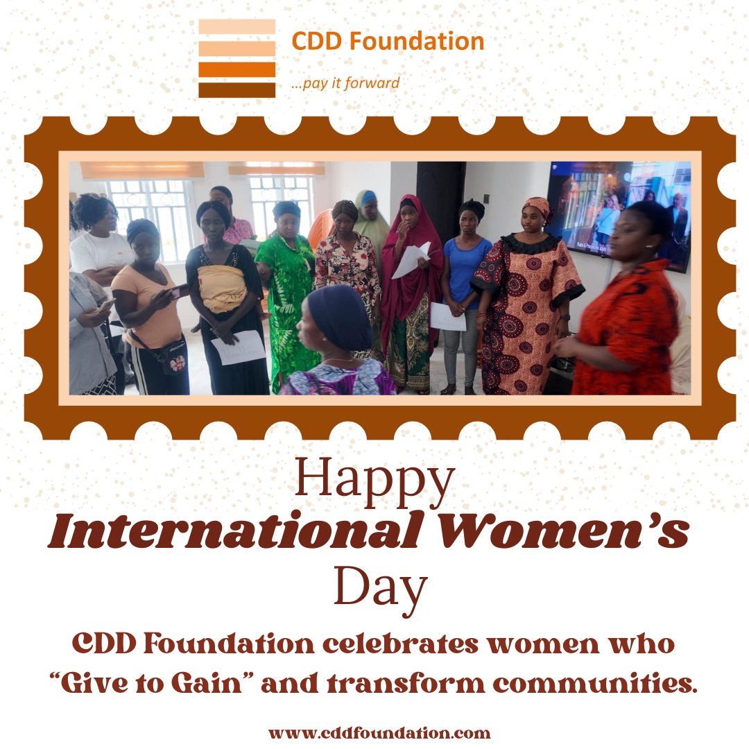 cddfoundation's tweet photo. Today we celebrate the strength, resilience, and impact of women everywhere.

At CDD Foundation, we believe when women Give to Gain, communities grow stronger, children thrive, and the future becomes brighter.

Happy International Women’s Day! 
#IWD2026 #GiveToGain #Empowerment https://t.co/ttNZBz9tEI