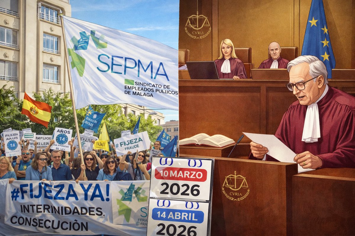 SindicatoSEPMA's tweet photo. TJUE: “Obadal” (C-418/24).
📅 10/03 deliberación | 📌 14/04 sentencia
Clave sobre sanción al abuso de temporalidad en empleo público.
#EmpleoPúblico #Temporalidad #TJUE #SEPMA #FijezaYa #viernes https://t.co/kYAEbAxfKh