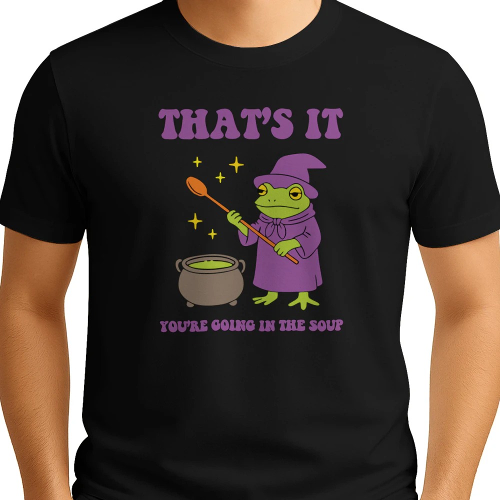 TeestonShop's tweet image. Wizard frog that’s it you’re going in the soup shirt

🛒 Check it here:
teeston.shop/wizard-frog-th…

#WizardFrog
#FrogMeme
#FunnyFrog
#MemeShirt
#FantasyHumor
#DnDHumor
#TabletopGaming
#ChaoticGood
#WizardVibes
#FrogLovers
#AmphibianMeme
#GeekHumor
#PotionBr
#TrendingNow
#ViralStyle