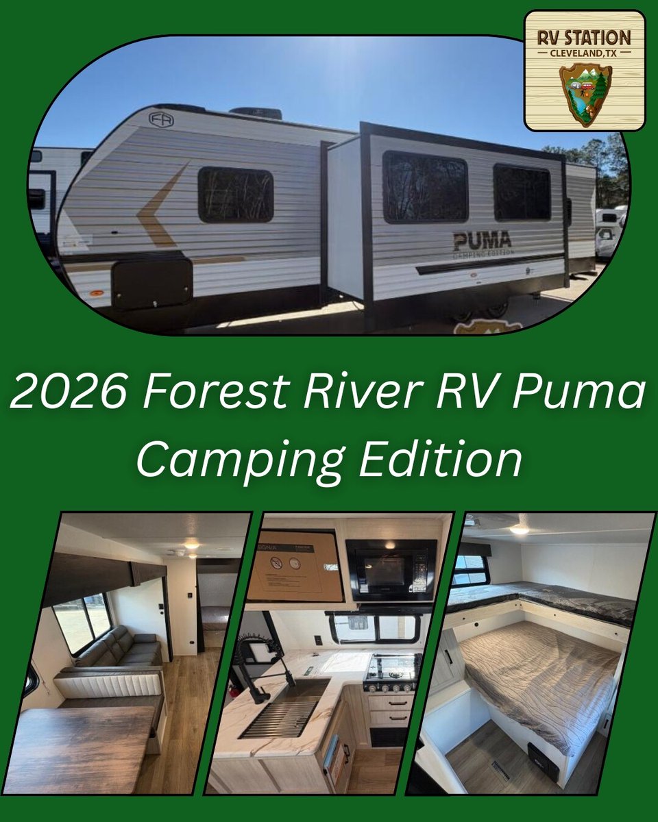 Big space and smart design come together in the 2026 Forest River RV Puma Camping Edition at RV Station Cleveland. It’s built for family getaways. 🏕️

Check it out! 🔗 rpb.li/Jil

#RVStation #ClevelandTexas #PumaCampingEdition
