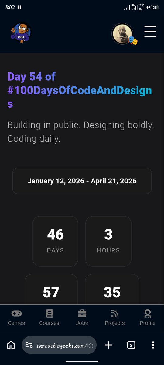 SomeMoreWater's tweet image. Day 54 of #100DaysOfCodeAndDesigns with The Sarcastic Geek Trybe @SarcasticGeek4u 

Today the bugs in collaboration with Airtel and Nepa won. 
But we go harder