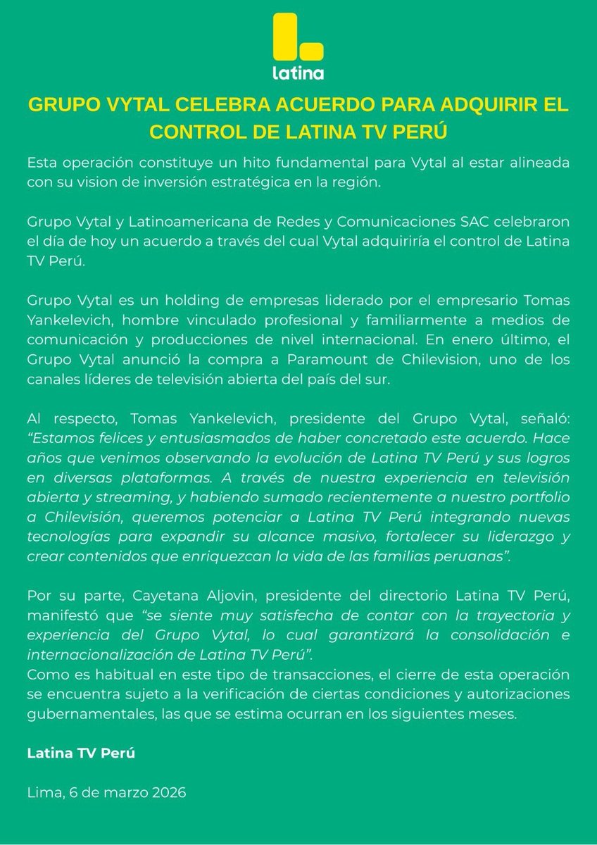 NicolasLucar's tweet photo. Grupo Chileno adquiere Latina https://t.co/JxWycQcH5a