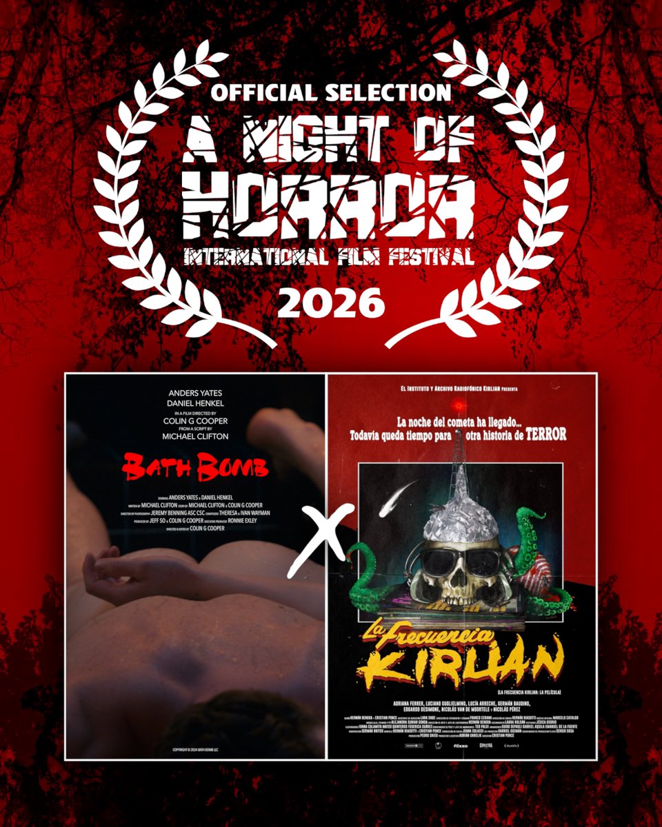 bathbombhorror's tweet photo. Eau Claire! Bath Bomb's Wisconsin Premiere at A Night of Horror International Film Festival is tonight at 10pm!

We're screening with the new feature adaptation of legendary Argentine Netflix animated series La Frecuencia Kirlian!

In the Eau Claire area? Go check it out! https://t.co/gW0BLs8OXb