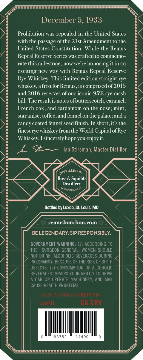 TheBourbonNews's tweet image. New Label Approval: Remus Repeal Reserve Rye

#rye #whiskey