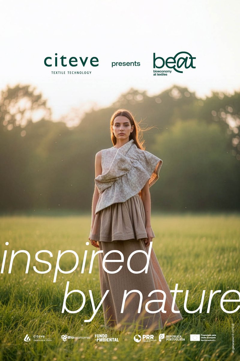 Beat_textiles's tweet photo. No dia 13 de março, o be@t marca presença na @ModaLisboa com o desfile be@t – Inspired by Nature, que reúne peças desenvolvidas no âmbito do projeto, com direção criativa de Paulo Gomes. 
A natureza inspira. A ciência transforma. A indústria concretiza.✨
#ConstruirOFuturo https://t.co/UaIXbkerBY