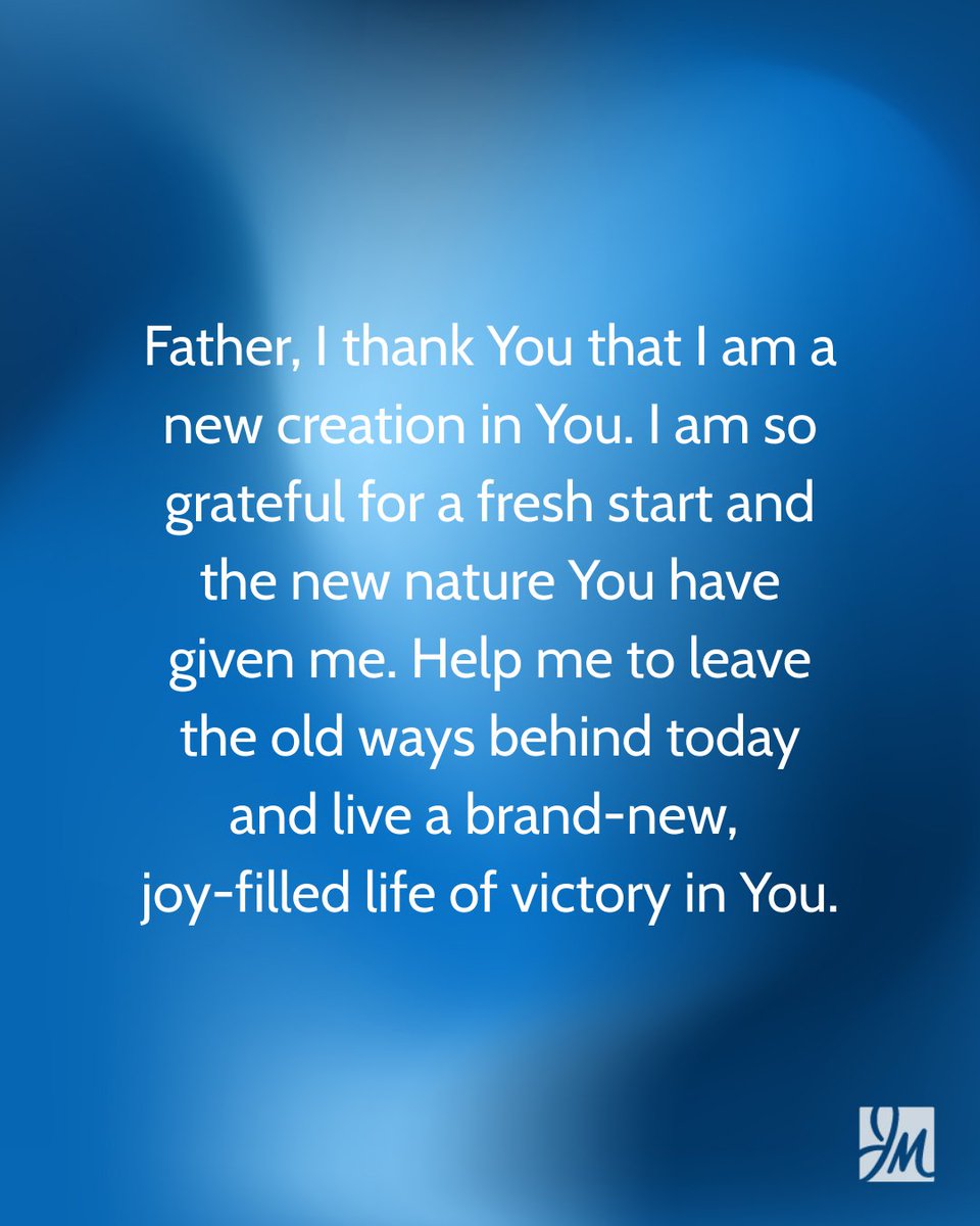 JoyceMeyer's tweet photo. God's Word teaches us that when we receive Christ as our Savior and Lord, He gives us a new nature (see II Corinthians 5:17). He gives us His nature. He also gives us a spirit of discipline and self- control, which is vital in allowing us to choose the ways of our new nature. And He gives us a sound mind (see II Timothy 1:7). That means we can think about things properly without being controlled by emotion.

Every believer can be thankful that the way we once were passes away, and we have all the equipment we need for a brand- new way of behaving. With God's help we can choose spirit over flesh and right over wrong. Our renewed spirits can now control our souls and bodies or, to say it another way, the inner person can control the outer person. Then we can live out God's plan for our lives.