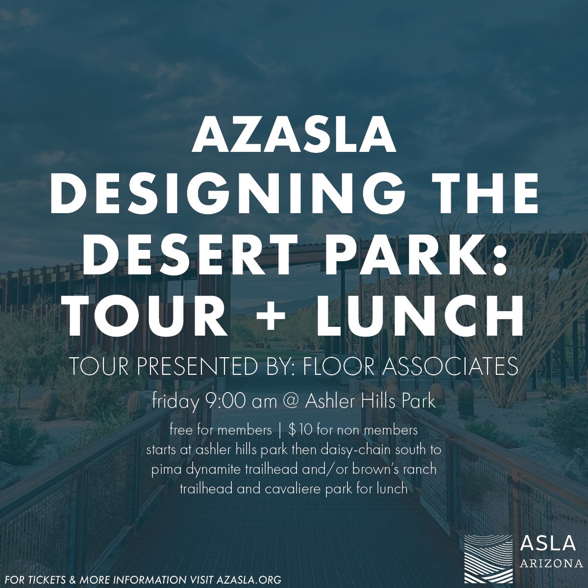AzASLA's tweet photo. Join us on March 27th at 9 AM for a guided tour of several North Scottsdale parks and trailhead spaces as we explore how landscape architecture responds to the unique challenges and beauty of the Sonoran Desert.

Learn more and register at https://t.co/mRxaAKQALN. https://t.co/sbVOVnqQrI