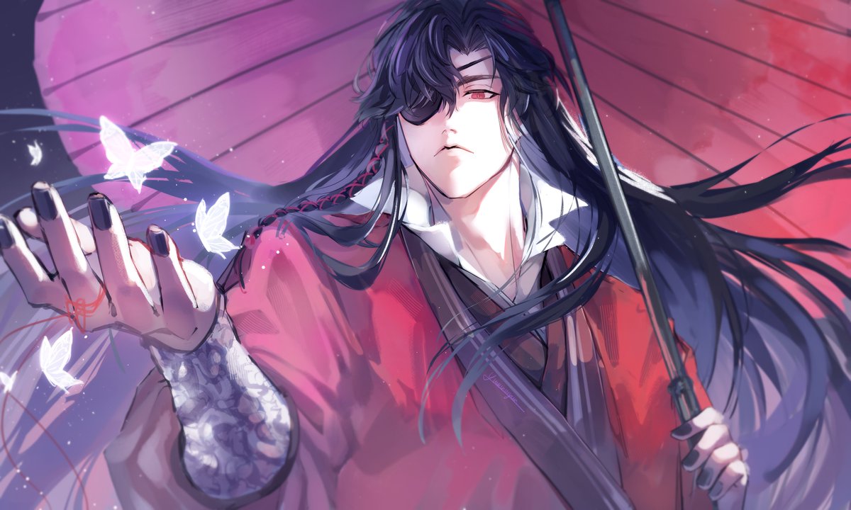 yuukinoryuu's tweet photo. 「Crimson Rain Sought Flower」🦋

#TGCF #HuaCheng https://t.co/rFPy4tPGrm