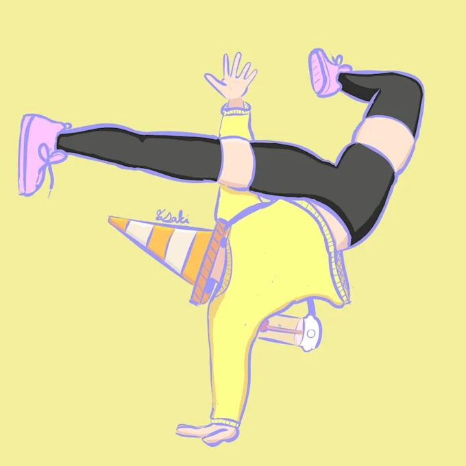 Ieva_arts's tweet photo. If life gives you gravity, do a handstand in clown shoes instead (C.O)
.
#TwitchLife #GoofyFlex #UpsideDownMood https://t.co/L46IWtpCSM