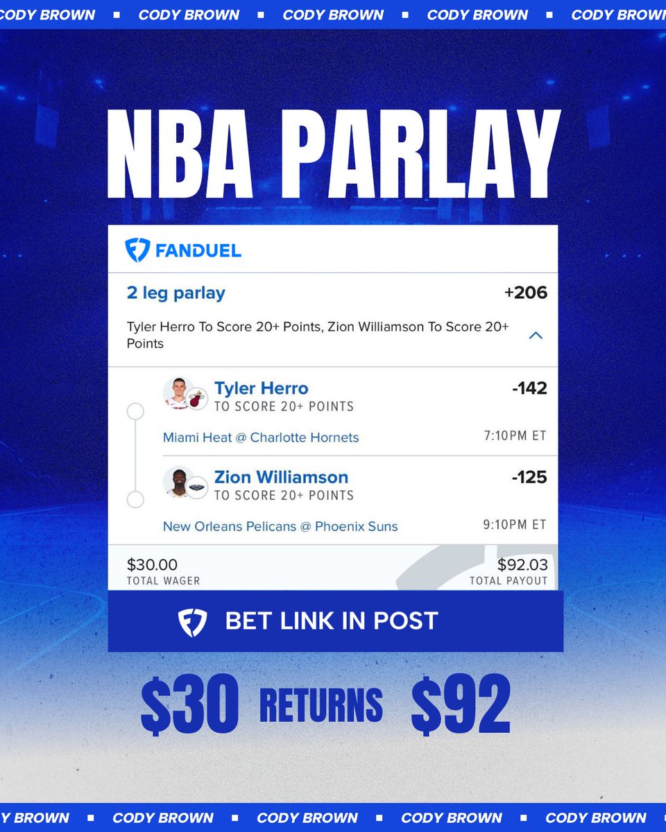 🏀 NBA Parlay Two scorers to get 20 points each. Simple. 🔗 FanDuel bet ...