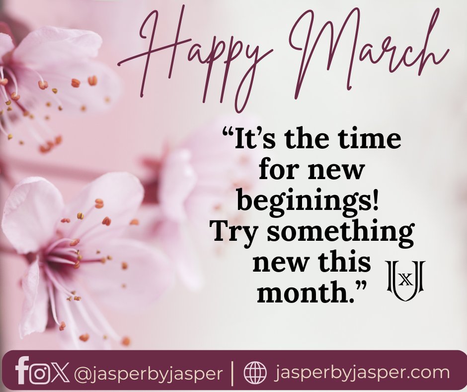 jasperbyjasper's tweet photo. Happy March! 

New month. New opportunities.
Do something new this month and see where it takes you. 

What’s one new thing you’re trying in March?

#HappyMarch #NewMonth #TrySomethingNew #JBJ https://t.co/bCCPgWiz2B