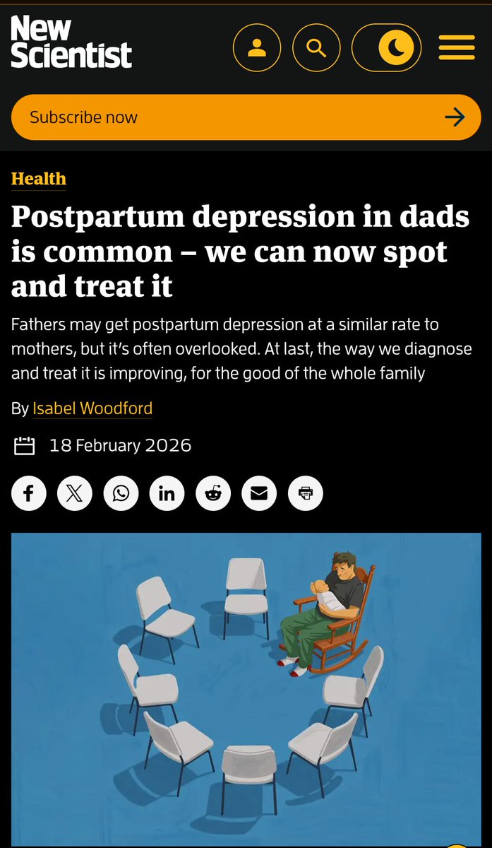 docneto's tweet photo. Male postpartum depression? We don't do that here, "New scientist". https://t.co/qZY5SuWxfP