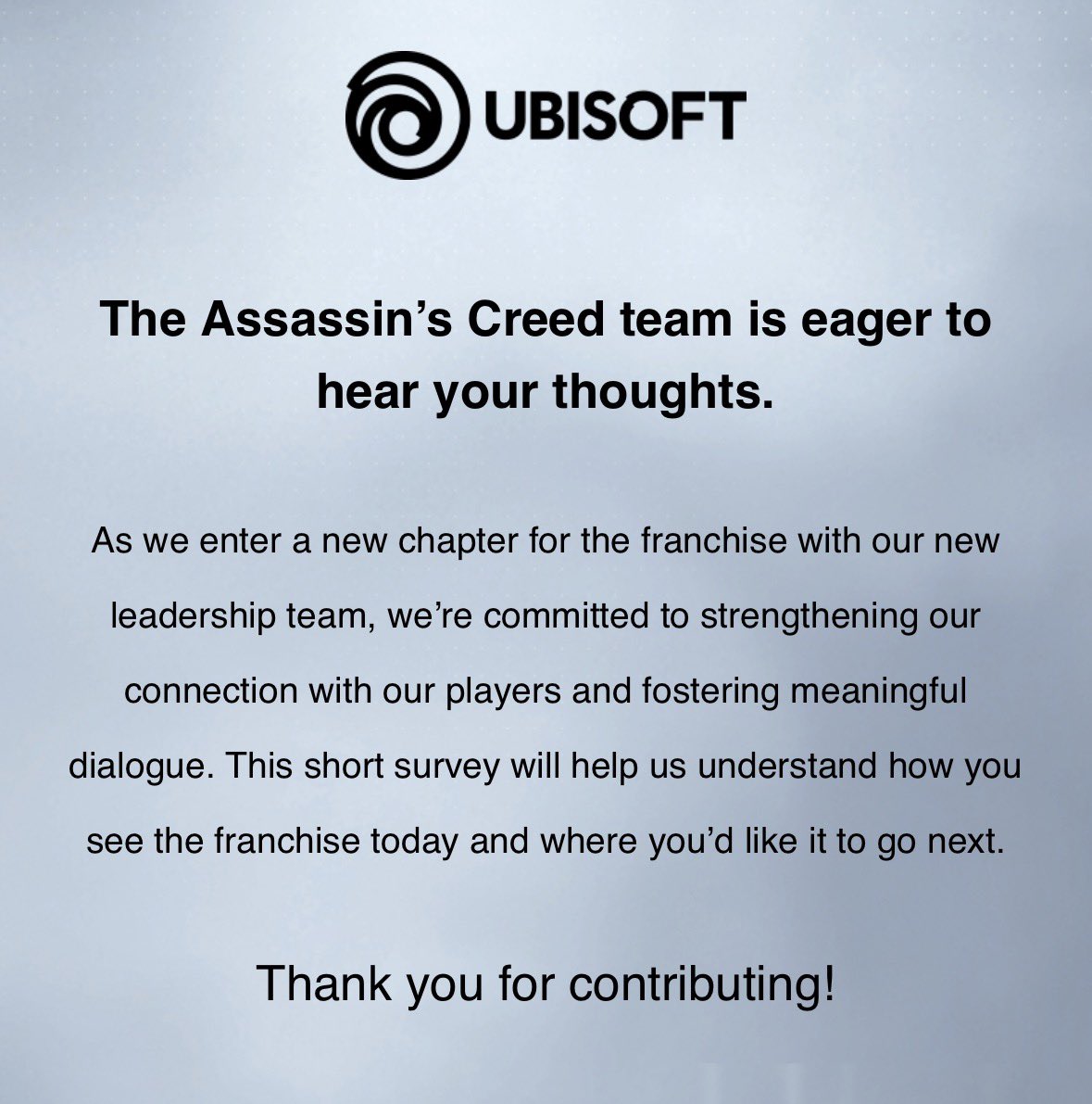 Ubisoft quiere que opines de la saga de Assassin’s Creed.

Sed sinceros, aunque sea duro y vamos a conseguir entre todos, que la saga vuelva a vivir una época dorada.

Yo confía en la nueva dirección.

Os dejo la encuesta 💪

➡️ ubi.li/mr68N