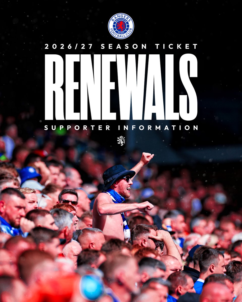 RangersFC's tweet photo. 🏠 Why the Change in Season Ticket Renewal timings?

We know Renewals have typically opened later in the season, and we’re bringing things forward this year. This helps with earlier planning across the club and ensures supporters have enough time to review and secure their seats.

We know it’s a change, so we’re making sure you have plenty of advance notice.

ℹ️ All the info | https://t.co/cSCS74fgYj