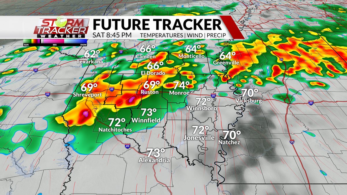 ChaseWard61's tweet photo. A strong line of t-storms will be moving across the ArkLaMiss later this weekend on Saturday. Severe storms will be capable of producing damaging winds, hail, and flash flooding. An isolated tornado or two cannot be ruled out.
#severewx https://t.co/1iQsjvREUY