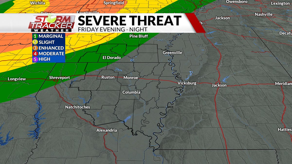 ChaseWard61's tweet photo. A strong line of t-storms will be moving across the ArkLaMiss later this weekend on Saturday. Severe storms will be capable of producing damaging winds, hail, and flash flooding. An isolated tornado or two cannot be ruled out.
#severewx https://t.co/1iQsjvREUY