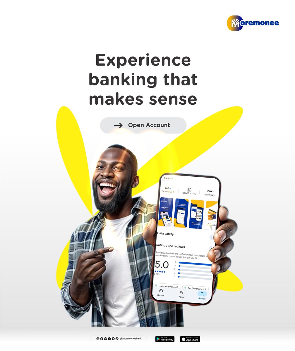 MoremoneeBank's tweet image. A good turn deserves another! Enjoy seamless banking when you sign up with Moremonee.

Download now:moremonee.short.gy/moremonee

#Moremonee #SignUp #GenZBank