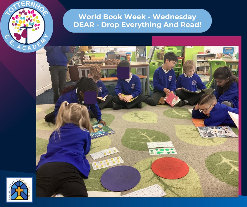 TotternhoeCE's tweet photo. 📚 World Book Week - Wednesday 

DEAR - Drop Everything And Read

Today when the bell rung all children &amp; staff picked up their books &amp; read until they heard the bell ring again. 
Y1 also watched a video to help them draw an illustrated character from a book they were reading. https://t.co/XLLDzNV35R