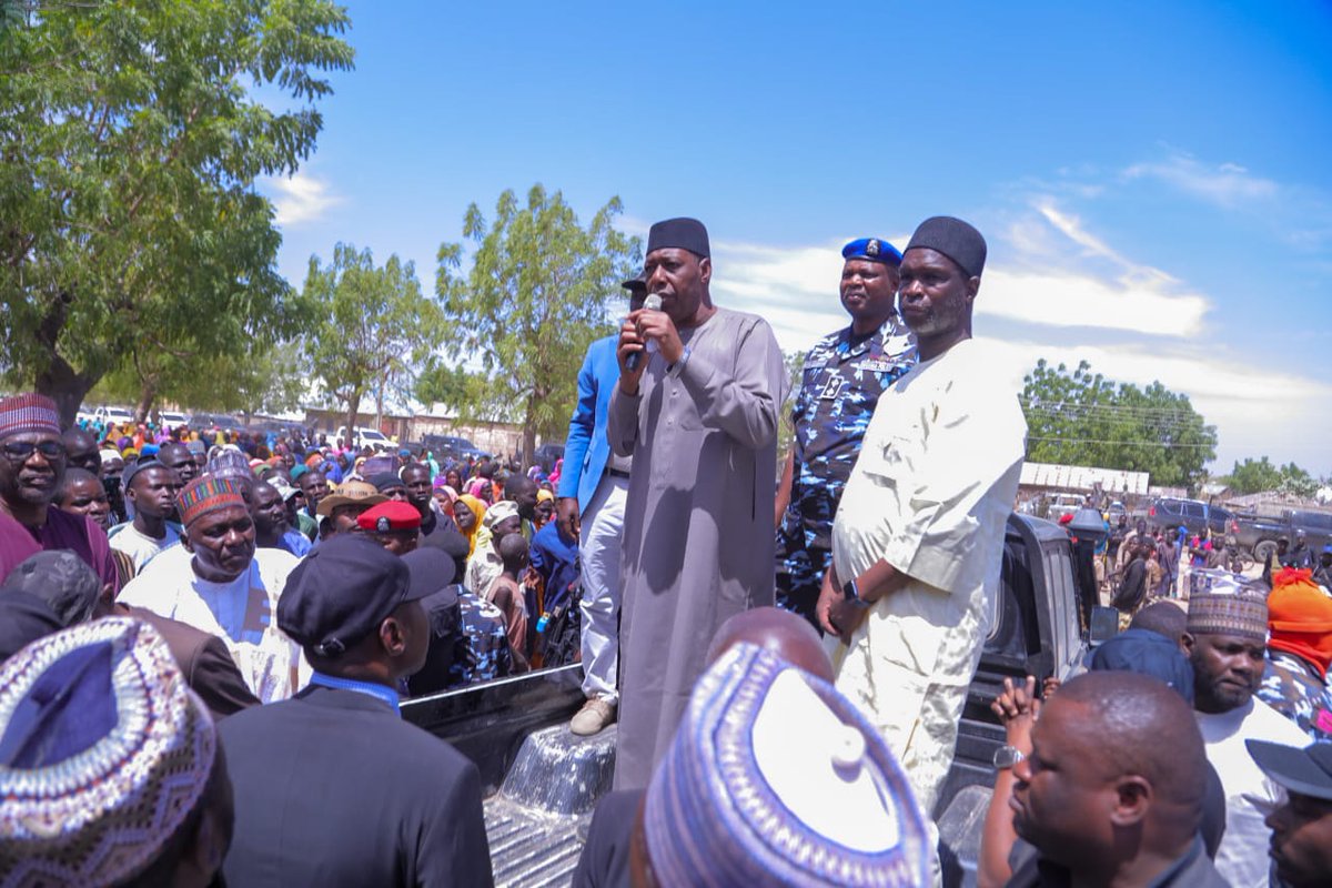DanBorno's tweet photo. Governance in Nigeria isn't for the weak, corrupt or unpatriotic. While many flee danger, @ProfZulum shows real commitment: consoling Ngoshe attack victims in Gwoza, assuring rescues, pushing ops in Sambisa &amp; Mandara Hills, and delivering food/relief on the ground. https://t.co/xaco4qVCxI