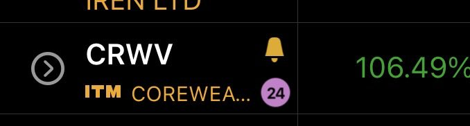 Up big today on $CRWV