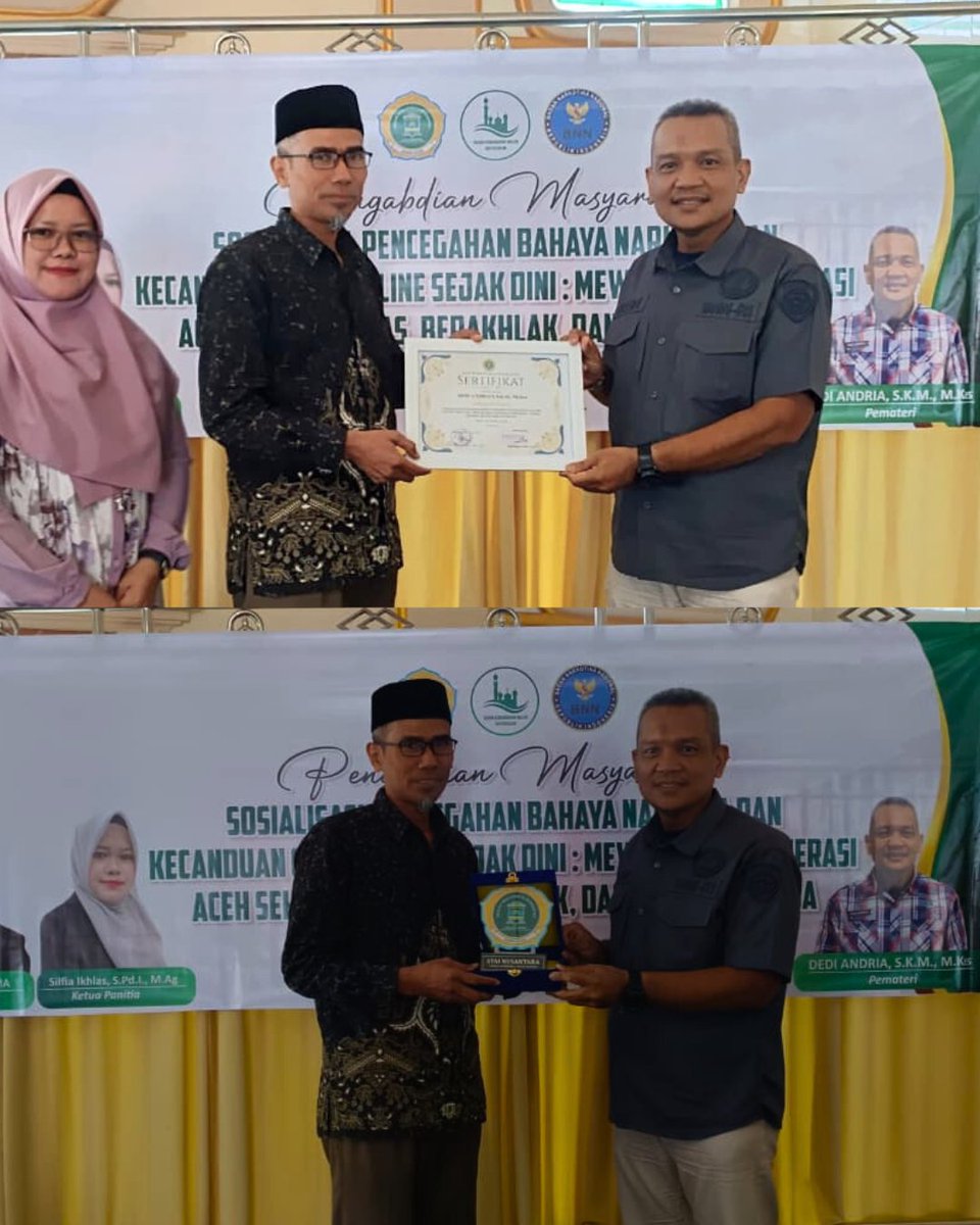 BnnAceh's tweet photo. BNNP Aceh menghadiri undangan penyuluhan narkoba yang diselenggarakan oleh Kampus STAI Nusantara Banda Aceh, kamis (5/3).

Kegiatan penyuluhan dan sosialisasi P4GN dengan tema SOSIALISASI DAN PENCEGAHAN BAHAYA NARKOBA DAN KECANDUAN GAME ONLINE SEJAK DINI 

@infobnn

#acehbersinar https://t.co/fVGuQ7eAXs