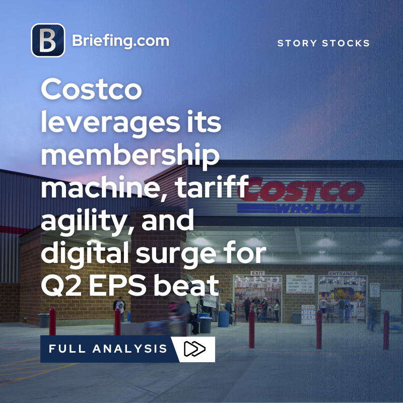 Briefingcom's tweet image. $COST: Costco delivered another steady quarter. Membership income jumped 13.6%, adjusted comps grew 6.7%, and digital sales surged 21.7% as the retailer continues gaining wallet share. See our full analysis: briefing.com/story-stocks/a… #costco #Retail #Earnings #ConsumerSpending