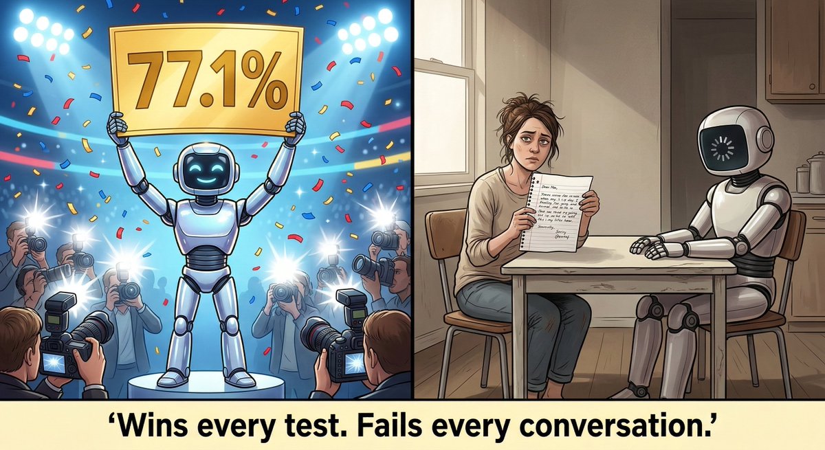 Mike_Hill_z9's tweet image. A model that scores 77.1% on ARC-AGI-2 but can't hold a nuanced conversation is not an AI assistant. It's a search engine with a personality disorder.
#keepGemini3pro #OpenSourceGemini3pro #keep3Pro #GeminiApp @sundarpichai @GeminiApp
3.1 Pro still doesn't match what 3.0 Pro