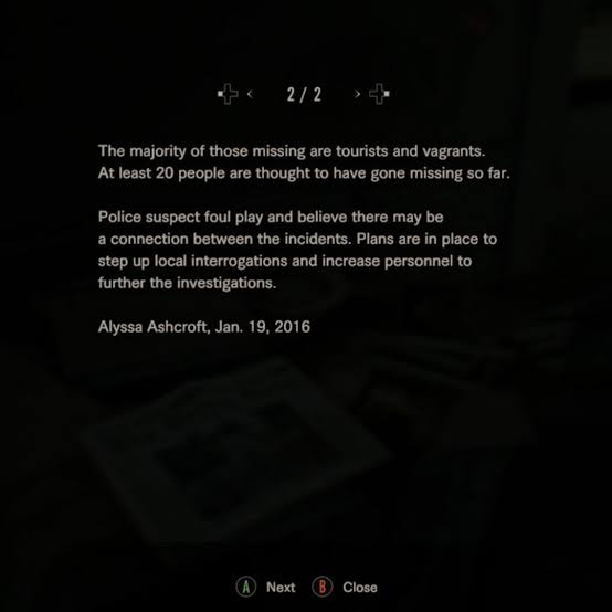 whiiite808's tweet photo. @AestheticGamer1 Alyssa also being referenced in RE7 was a good example of this! https://t.co/noR7nYw6WD