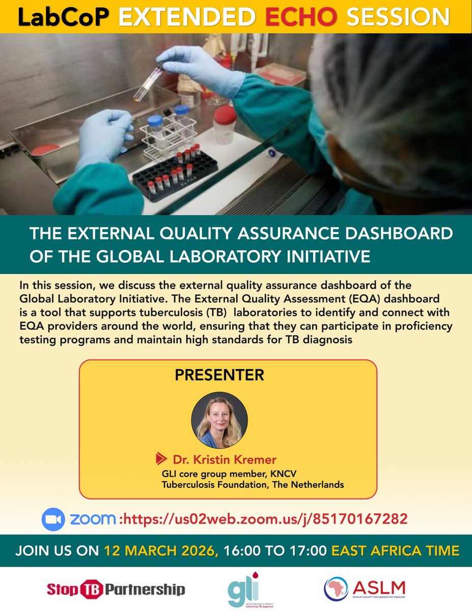 ASLM_News's tweet photo. Don't miss #LabCoP's Extended ECHO session on 12 March! In this session, we discuss the external quality assurance dashboard of the Global Laboratory Initiative. Register at https://t.co/jJOH7m1J3V https://t.co/LtxW0aKMSS