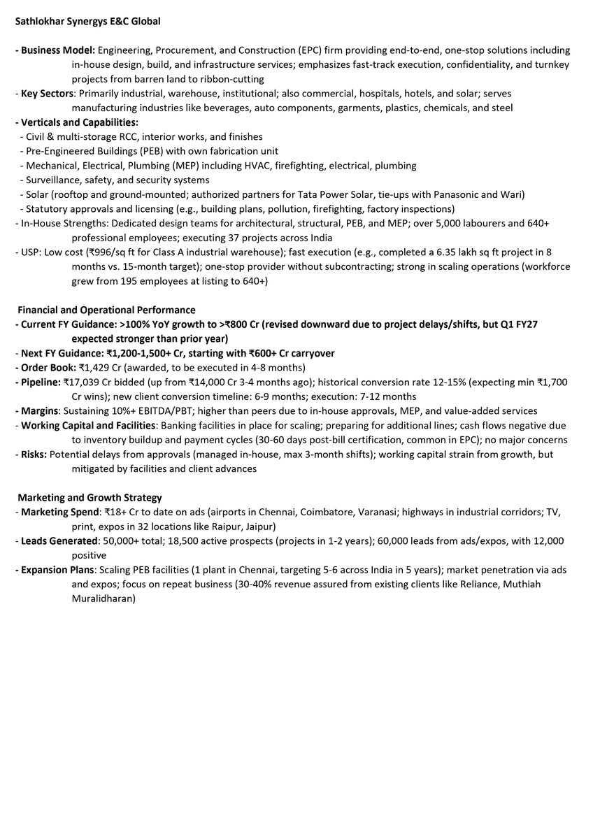 sachprat07's tweet image. Arihant Bharat Connect Conference March '26:

👉Day 1: 

💠Sathlokar Synergys E&amp;amp;C Global
💠Prime Cable Industries
💠Taurian MPS
💠Shree Refrigerations
💠Silkflex Polymers
💠Classic Electrodes
💠TBI Corn
💠Dar Credit &amp;amp; Capital

#sathlokar #ssegl #primecab #primecableindustries
