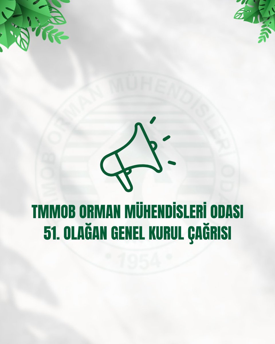 TmmobOrmuh's tweet photo. 📢 TMMOB Orman Mühendisleri Odası 51. Olağan Genel Kurul Çağrısı Yayınlandı.
🔗 https://t.co/mOMWkbFrW5 https://t.co/PSkOny0o7y