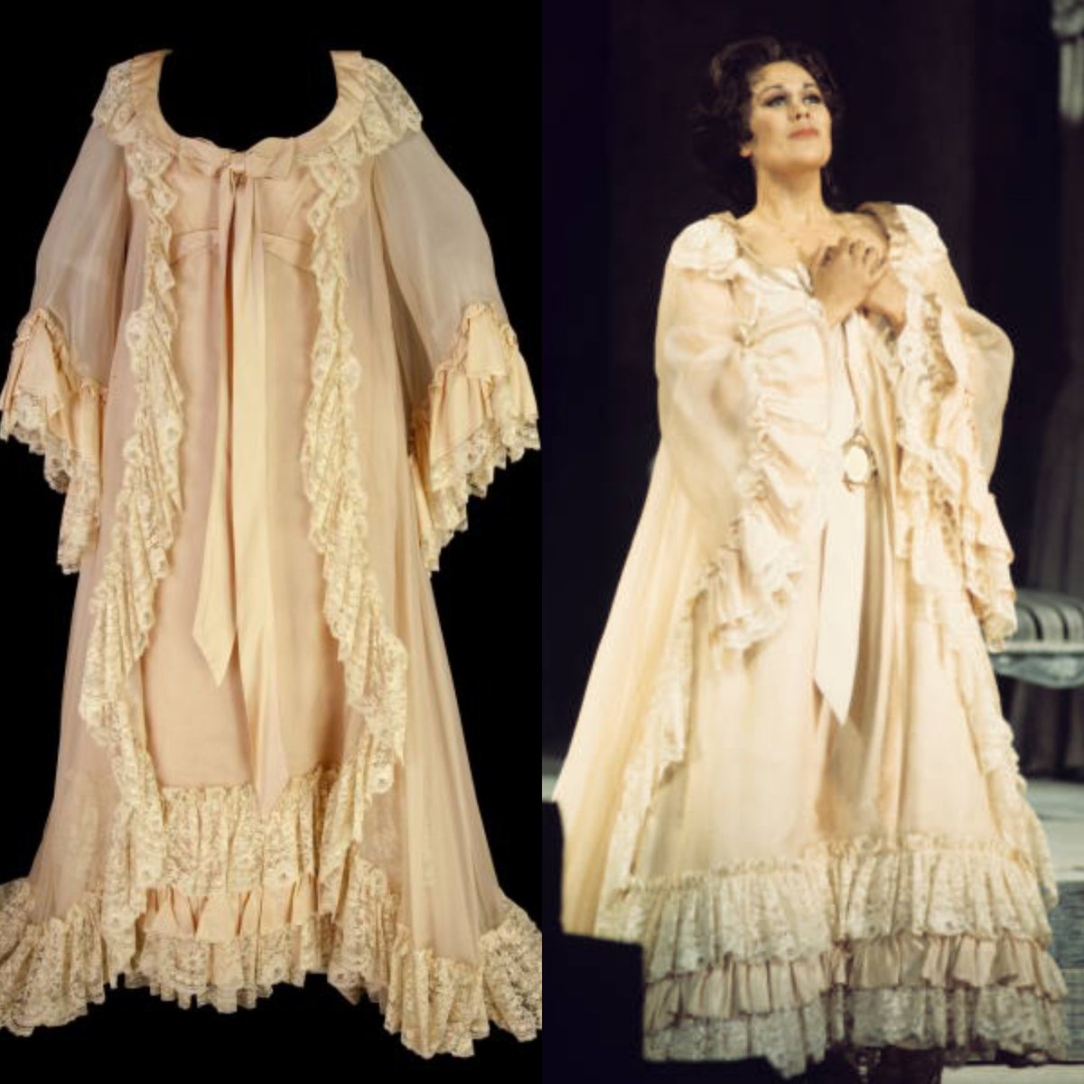 vickyhaddock's tweet image. Opera singer Dame Kiri Te Kanawa was born #OnThisDay in 1944. She wore this Jean-Pierre Ponnelle designed period pink satin gown, overlaid with pink organza and embellished with lace ruffles, to sing the role of Fiordiligi in Cosi Fan Tutte (1976). @CNCSmoulins #opera #costume
