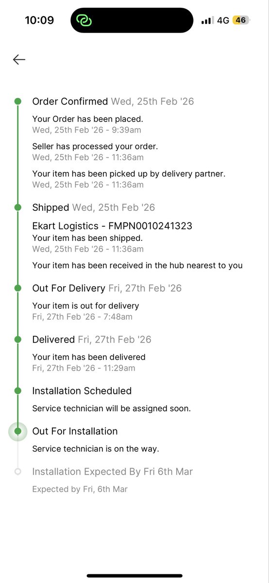 sandly0's tweet photo. @flipkartsupport 

This is my order id OD436884759955518100 Delivered on 27th
and installation was terrible , when I tried to contact your Jeeves , I’m scheduling it every day and there is no one responding, tried to share a review of my terrible experience then it won’t take . https://t.co/3XbOQrA9HH