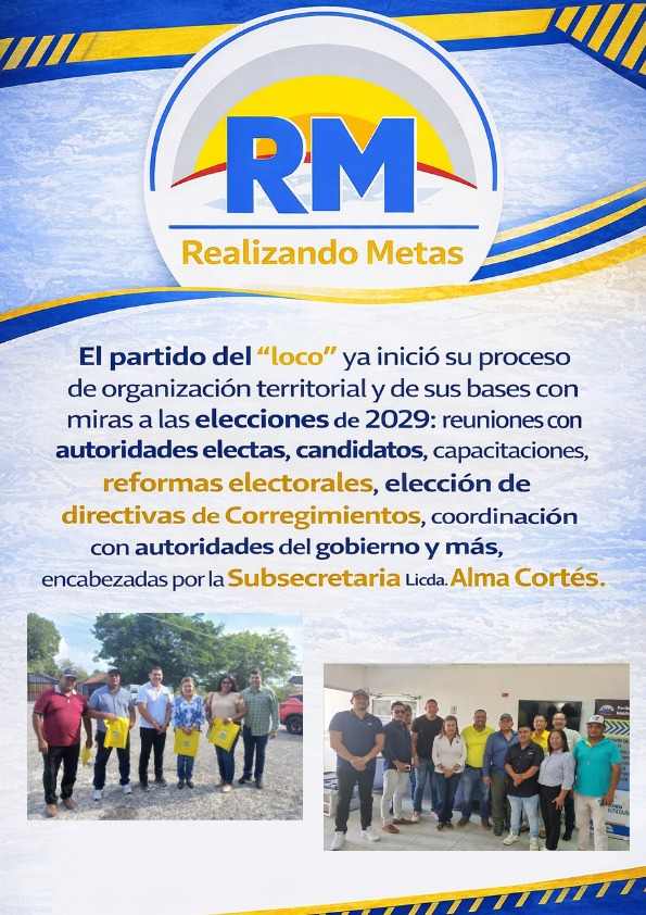 ClarkAlvar95335's tweet photo. El Partido Realizando Metas inició su proceso de organización territorial y fortalecimiento de sus bases rumbo a las elecciones de 2029, con reuniones y capacitaciones encabezadas por la subsecretaria Alma Cortés. #RealizandoMetas https://t.co/Lkvn04okVY