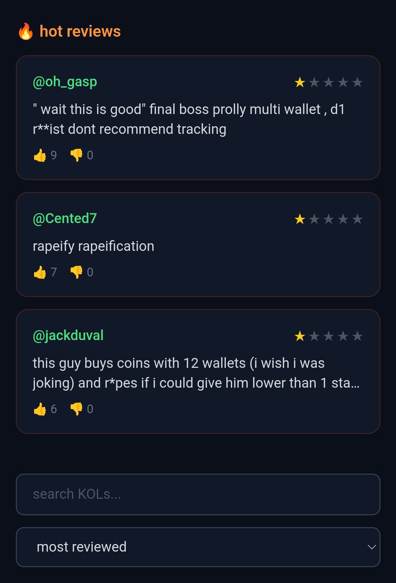 kelpdotlol's tweet photo. The hottest reviews on Kelp right now are about @oh_gasp @flipski77 and @jackduval do you agree with these reviews of your favorite KOL? https://t.co/WabHCxmn1s