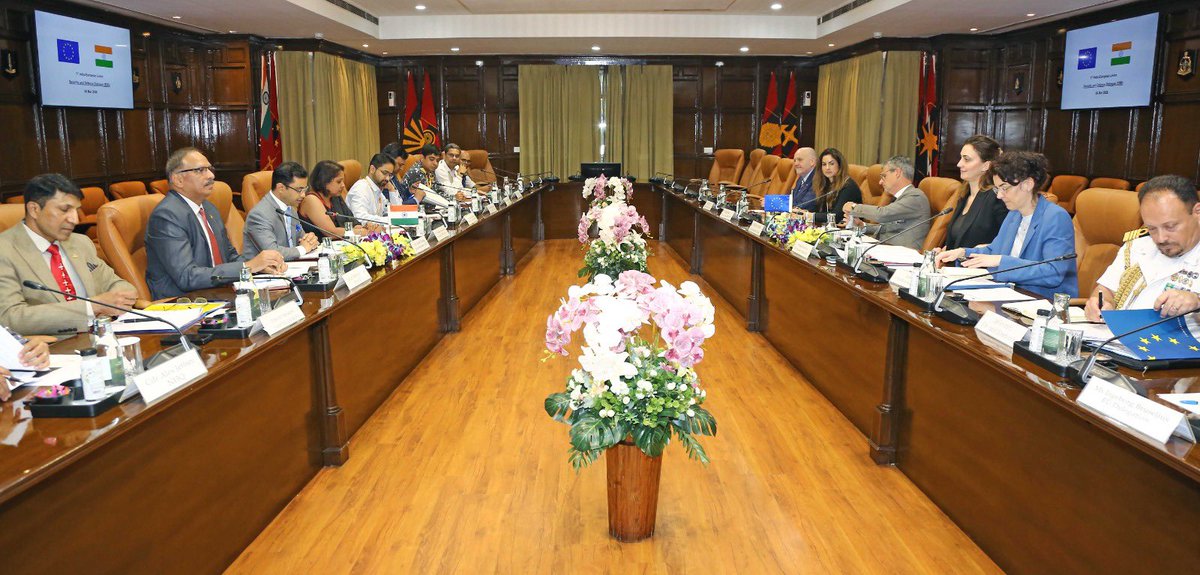 SpokespersonMoD's tweet photo. The 1st India–EU Security & Defence Dialogue was held in New Delhi, co-chaired by Joint Secretary (International Cooperation) Dr Amit Telang, and Managing Director for Peace, Security & Defence, @eu_eeas Ms Benedikta von Seherr-Thoss. Discussions focused on advancing #defencecooperation and leveraging synergies between India’s vision of #AtmanirbharBharat and the @europeanunion’s pursuit of strategic autonomy to strengthen the partnership as a force multiplier.

@rajnathsingh 
@DefenceMinIndia 
@SethSanjayMP 
@HQ_IDS_India 
@DefProdnIndia 
@adgpi 
@indiannavy 
@IAF_MCC 
@PIB_India 
@MEAIndia