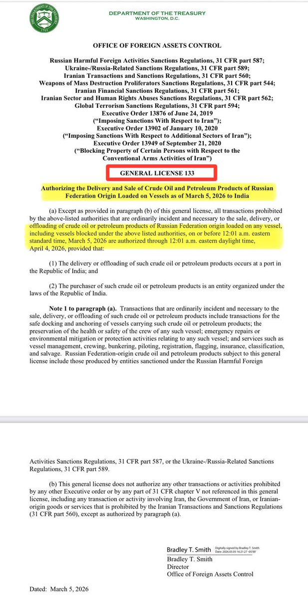 rajuparulekar's tweet photo. America grants GENERAL LICENSE to India❗️ 

That’s enough proof of Modi Regime’s SURRENDER to the USA. Period. 

This LICENSE helps better management of Russian inventory and its sale. And this too may have come against certain trade off. We’ll know that in times to come. 

LICENSE❓❓😡