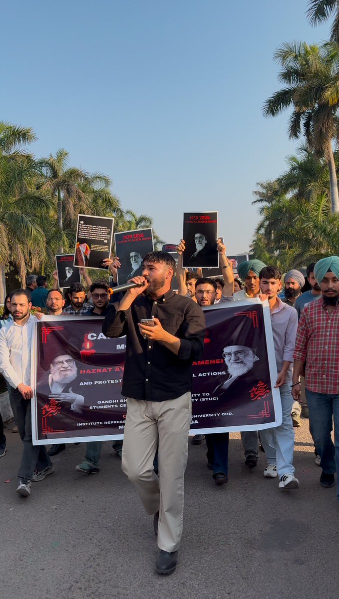 AbaIdrees's tweet photo. Peaceful candle march held at Panjab University in solidarity with Ayatollah Khamenei and in protest against US-Israel actions. Students, professors, and activists joined across campus.#IranIsraelWar #IranWar #Khamenei #savas https://t.co/Q1Vmw9PfBY