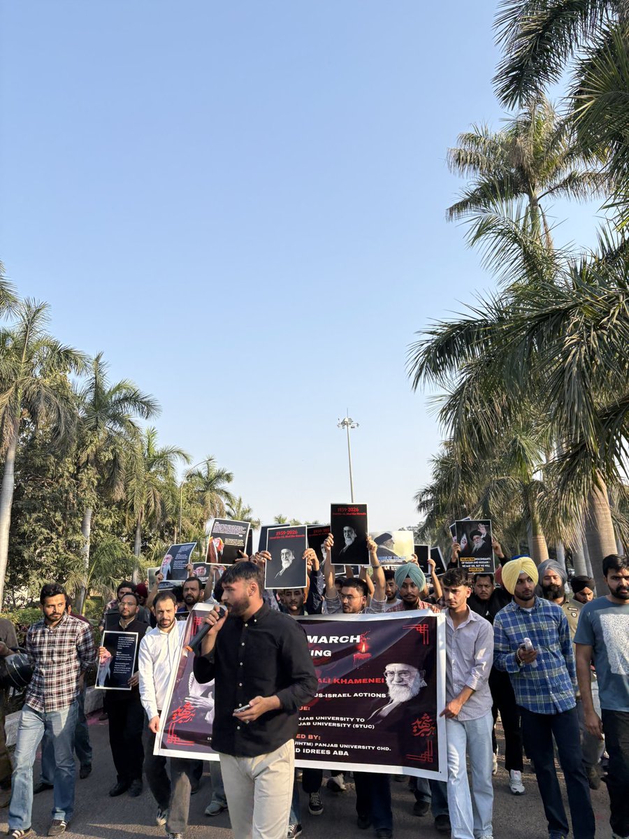 AbaIdrees's tweet photo. Peaceful candle march held at Panjab University in solidarity with Ayatollah Khamenei and in protest against US-Israel actions. Students, professors, and activists joined across campus.#IranIsraelWar #IranWar #Khamenei #savas https://t.co/Q1Vmw9PfBY