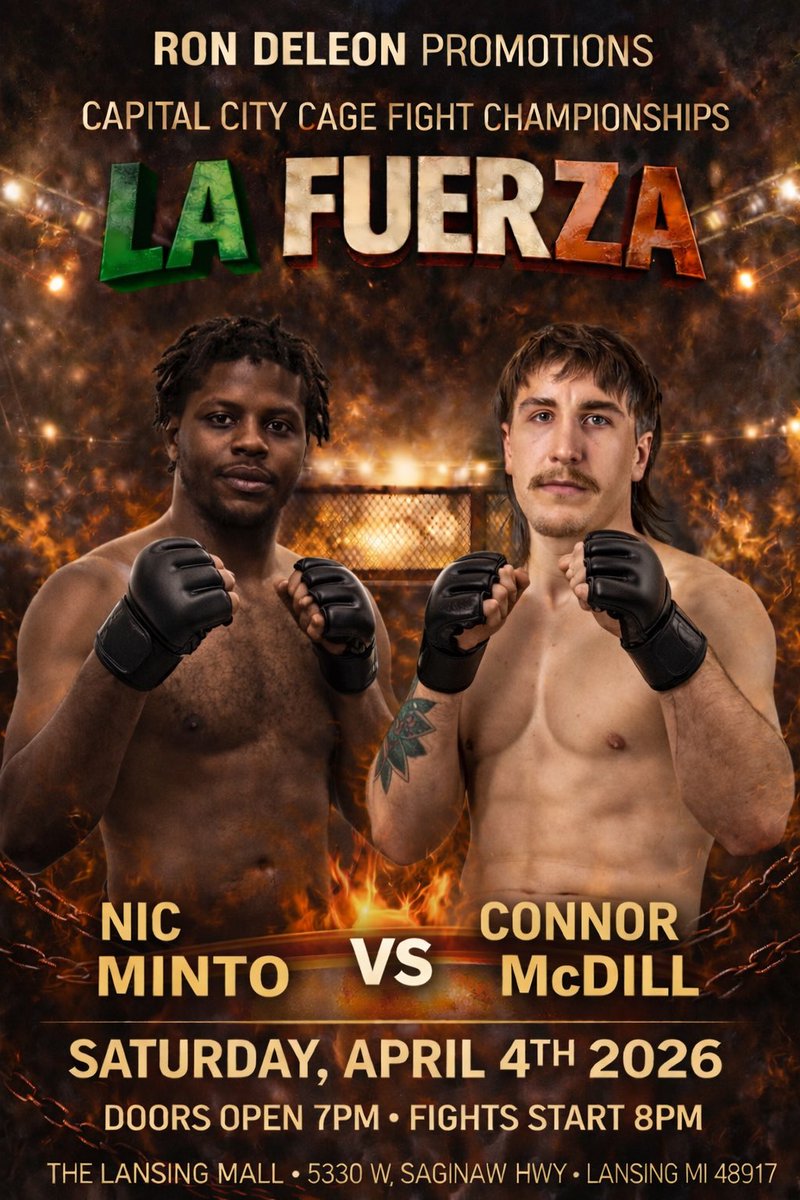 Superbad_MMA's tweet photo. LANSINGGGGG!

I’m coming back to where this journey all started on April 4th for Ron De Leon Promotions “La Fuerza”.  I’m super excited to get back in the cage on a quick turn around &amp; keep that winning momentum going.  Can’t wait to put on a show for the home town fans⚔️. https://t.co/y4jn6csltr