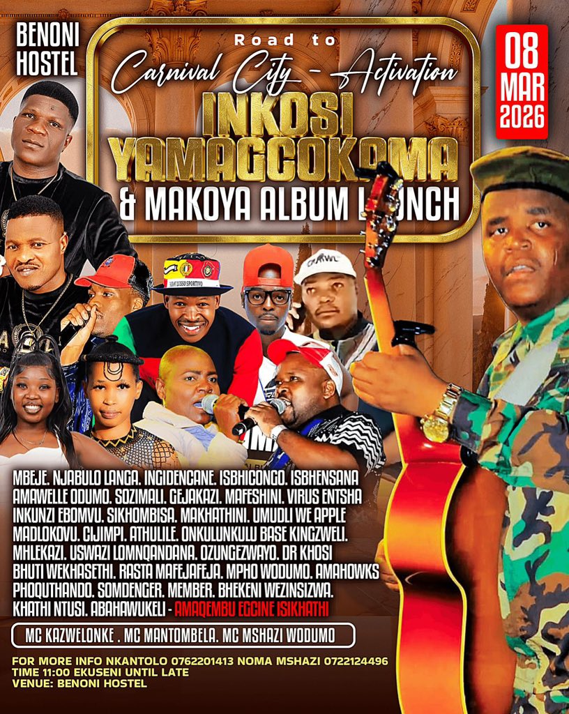 Inkosyamagcokam's tweet photo. Ksasa siya laphaya eBenoni eHostela neActivation yethu yesbili #UyayaYini wena? 😄 Indaba ineTherapy Kazwelonke laphaya @sun_carnivalcity ngey-4 July….thola ithikithi lakho kse early link in bio 🔥🔥✊

#InkosyamagcokamaLive #UmgowoExperience https://t.co/vzLU2pPvvW