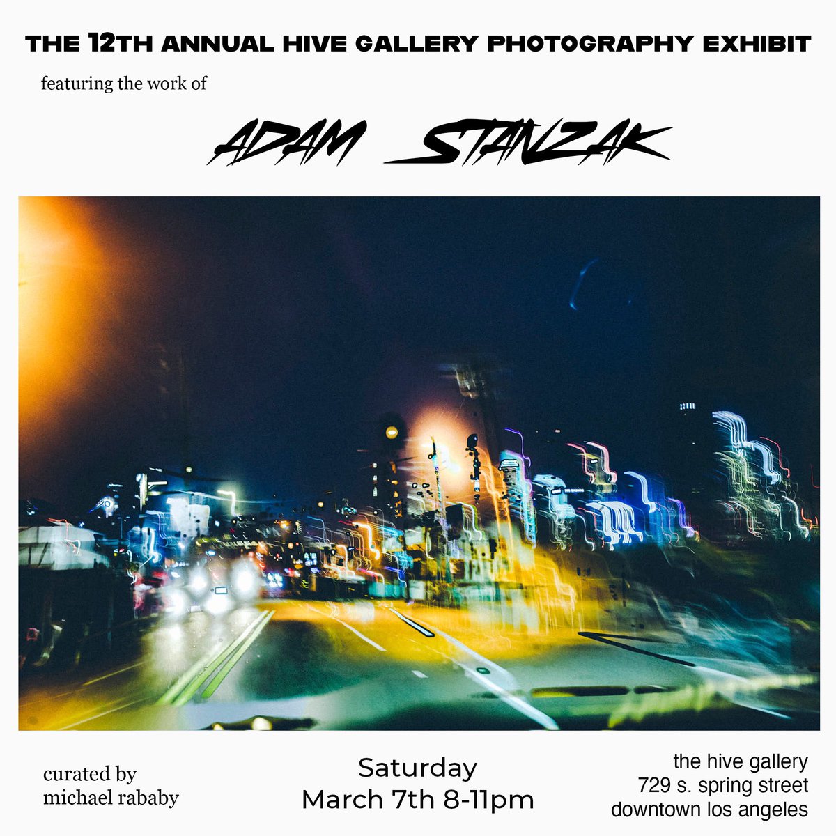 AdamStanzak's tweet photo. Showing work from my book Saturday 3/7 at Hive Gallery curated by Michael Rababy 🌃🎉 Reception is from 8-11pm 🍿 Appreciate everyone that’s collected any print, zine, book, merch, moment. Excited to bring in another milestone 🌪️ https://t.co/RUDrDDmMM2