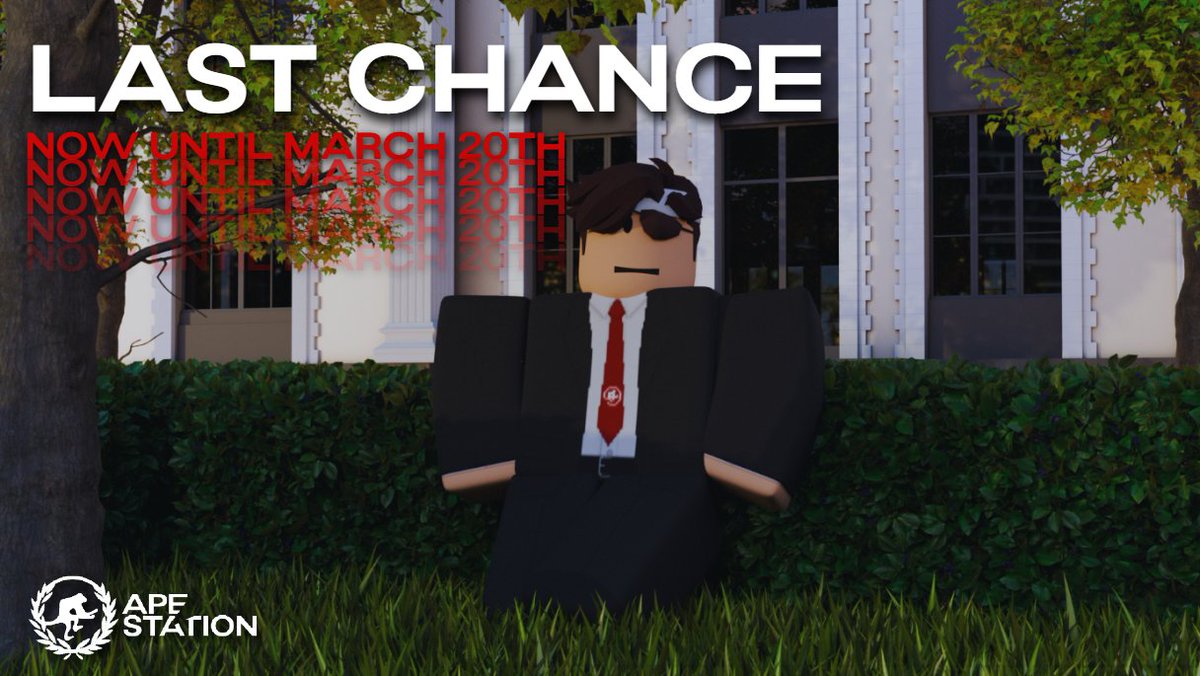 Roblox is planning to de-list 2D clothing for non-premium users. I am not planning to return the company, and thus have no intention of buying a premium account.

Today until the 20th of March will be your last chance to purchase Ape Station clothing.

God bless the dream.