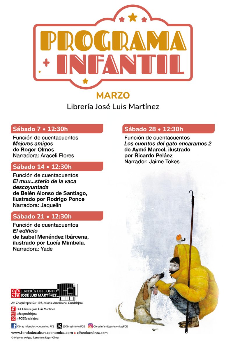 ObrasInfyJuvFCE's tweet photo. En marzo tenemos muchas actividades para ti y tu familia en nuestras librerías, revisa las carteleras y agenda. 
#Marzo #CARTELERAS #programainfantil #librerías #FondodeCulturaEconómica #EntradaLibre https://t.co/NVFI49i9SI
