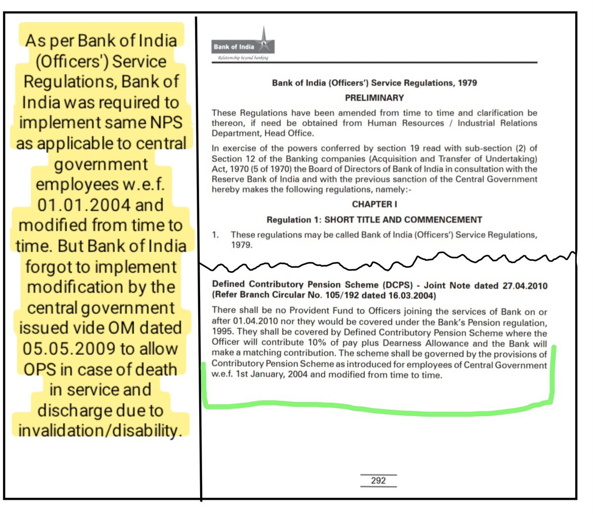 V__i__p__i__n's tweet photo. As per Bank of India O.S.R. @BankofIndia_IN was required to implement same NPS as applicable to central govt employees but it forgot to Implement OPS in case of death in service
@ChiefIba
#OPSforDIS
@aiboc_in
@ChVenkatachalam @nilesh_pawar15
@idesibanda
@sanjaybpi
@DFS_India https://t.co/gcpiYODUhF