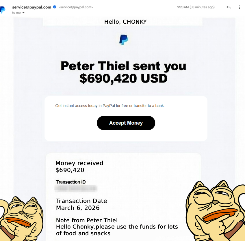 chonkycom's tweet photo. FAT MORNING 

THANK YOU FOR THE FUNDING MR PETER? https://t.co/FDyoGAtvzr