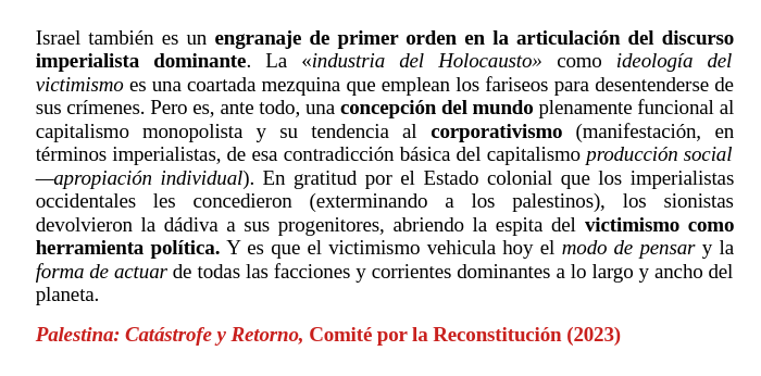 ZheIeznyakov's tweet photo. Su discurso victimista convierte en mérito la faceta más indefensa, dependiente y pasiva de los oprimidos, encadenándolos a su miseria y a la lastimera servidumbre del Estado. En esto han aprendido de los expertos en la materia, los colonos sionistas: https://t.co/G7xmF1YdJV