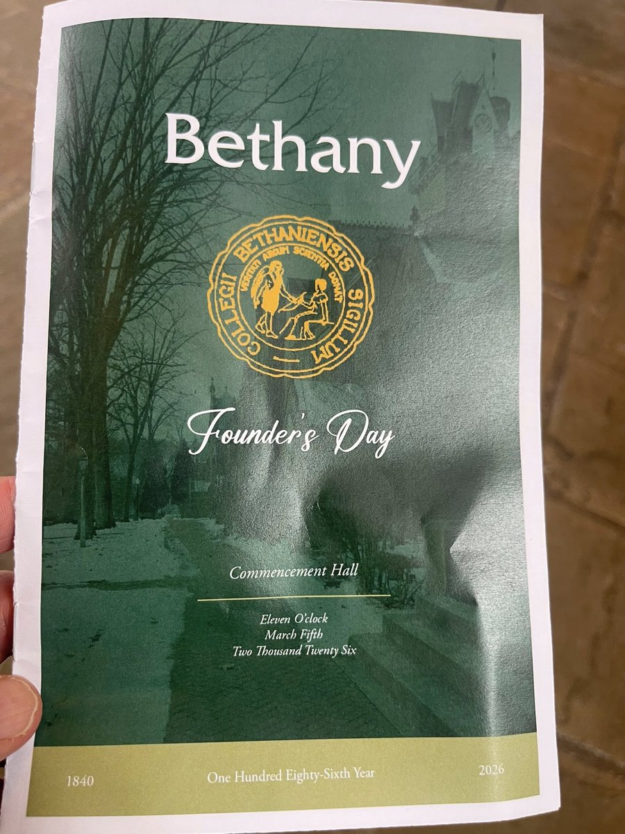 TheCall_Trinity's tweet photo. @Bethany_College Always nice to back with the Campbellites...

Founder's Day, March 2026 https://t.co/nMHGccrjh8
