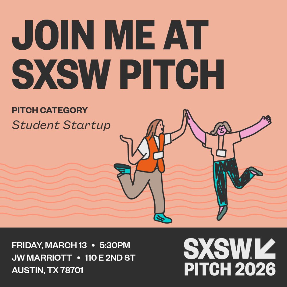 Oliver_MacD's tweet photo. Excited to announce that QTex AI will be pitching at SXSW Pitch 2026 next Friday! Would love to connect with other founders and anyone building new hardware. See you there!
#SXSW #SXSW2026 #SXSWPitch #StudentStartup #Austin #Founder #HardwareStartup https://t.co/prhZpaycBT